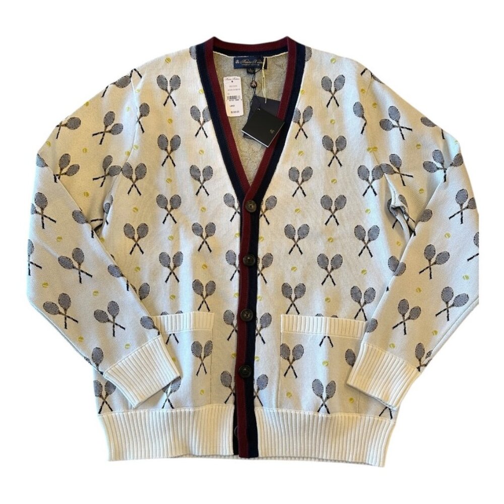 Brooks Brothers Special Edition Tennis Cardigan – L (White, Red, Navy, Yellow)